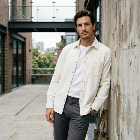 Men's Autumn Textured Long Sleeve Shirt