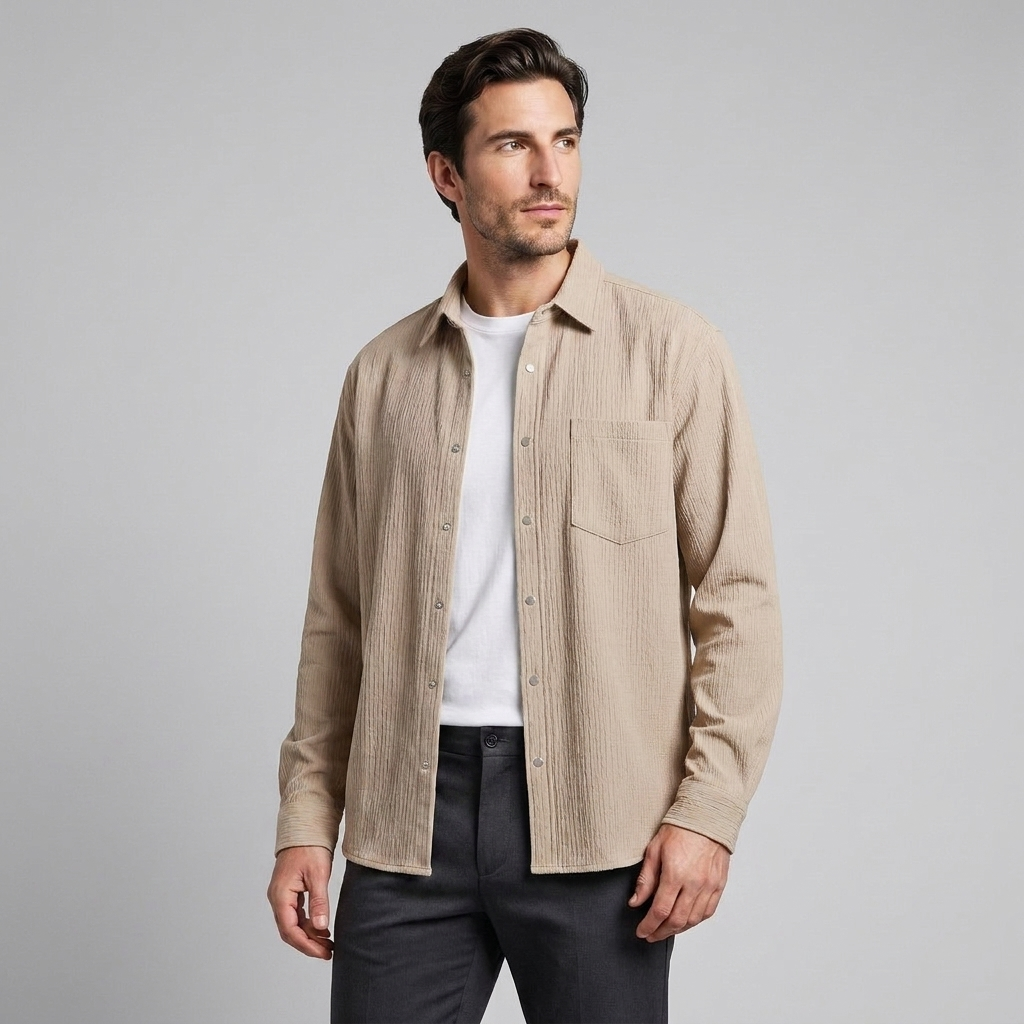 Men's Autumn Textured Long Sleeve Shirt