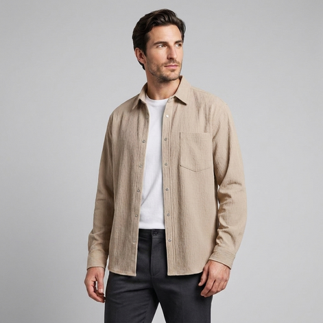 Men's Autumn Textured Long Sleeve Shirt