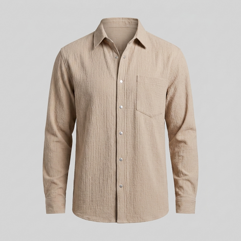 Men's Autumn Textured Long Sleeve Shirt