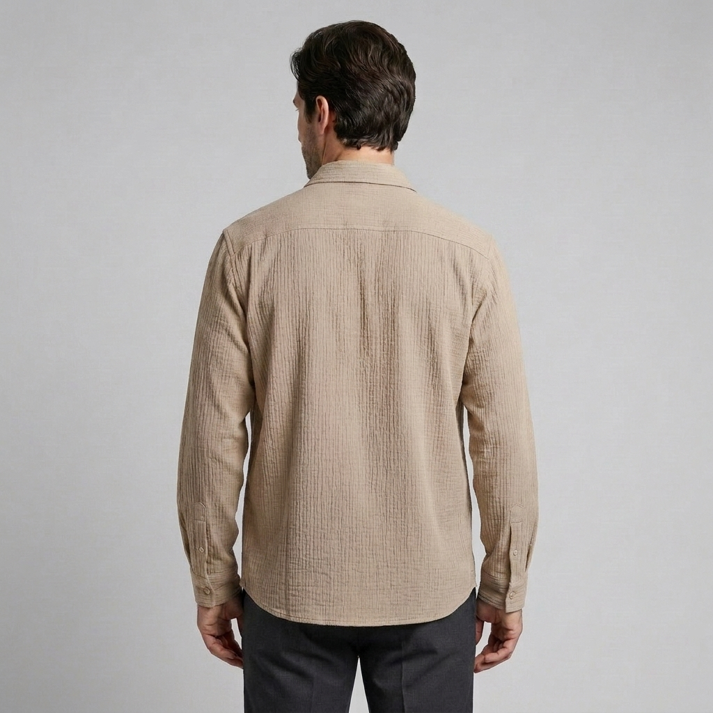 Men's Autumn Textured Long Sleeve Shirt