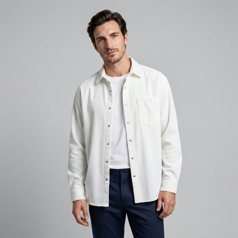 Men's Autumn Textured Long Sleeve Shirt