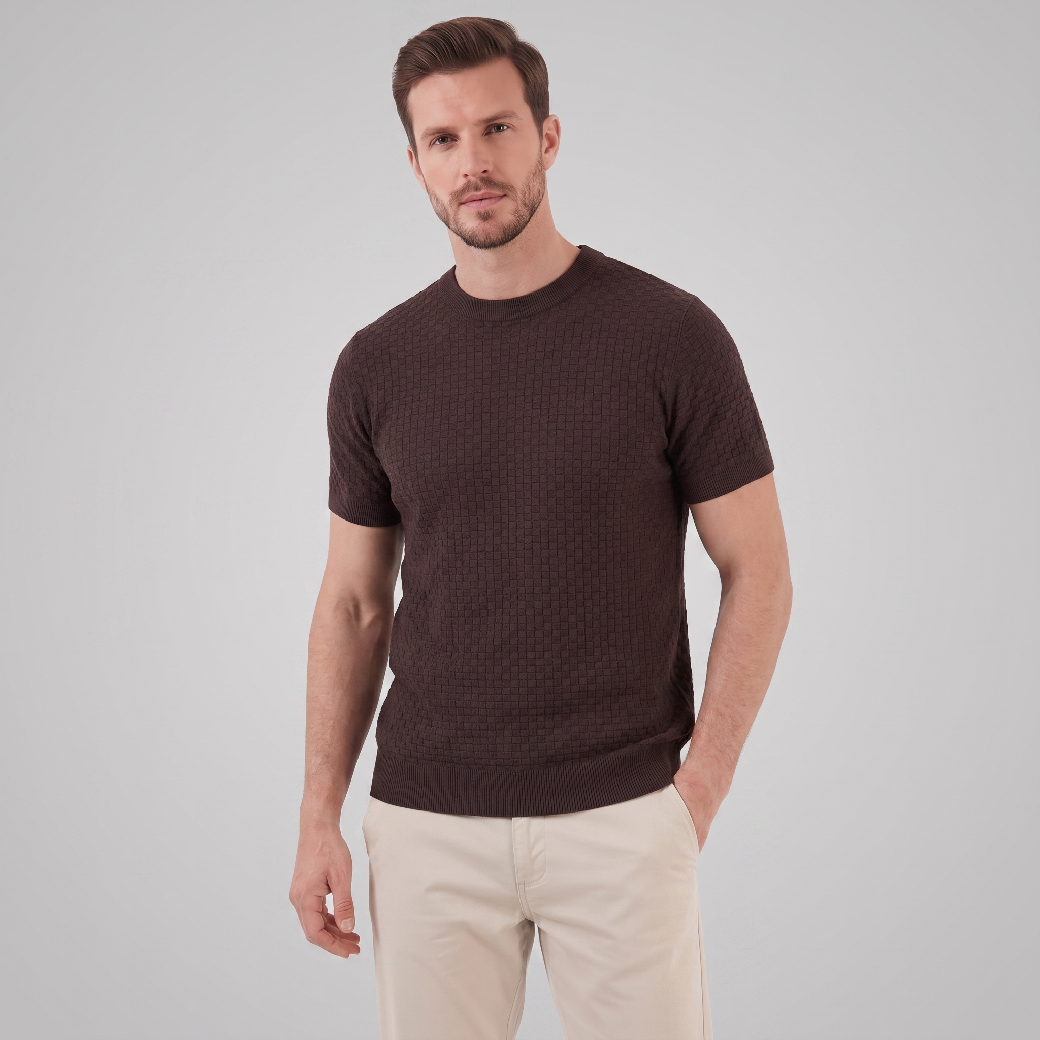 Men's Basket Weave Knit T-Shirt