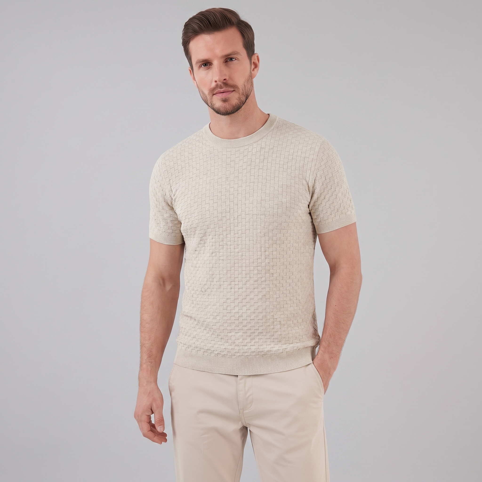 Men's Basket Weave Knit T-Shirt