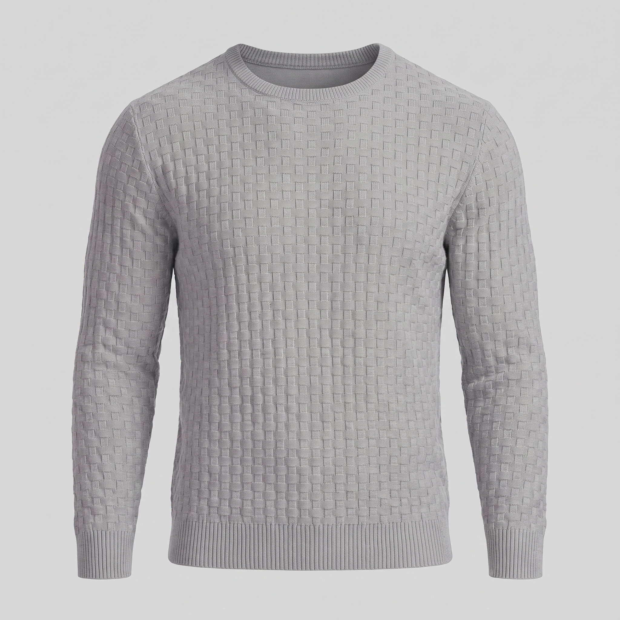 Men's Basketweave Knit Crew Sweater