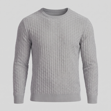 Men's Basketweave Knit Crew Sweater