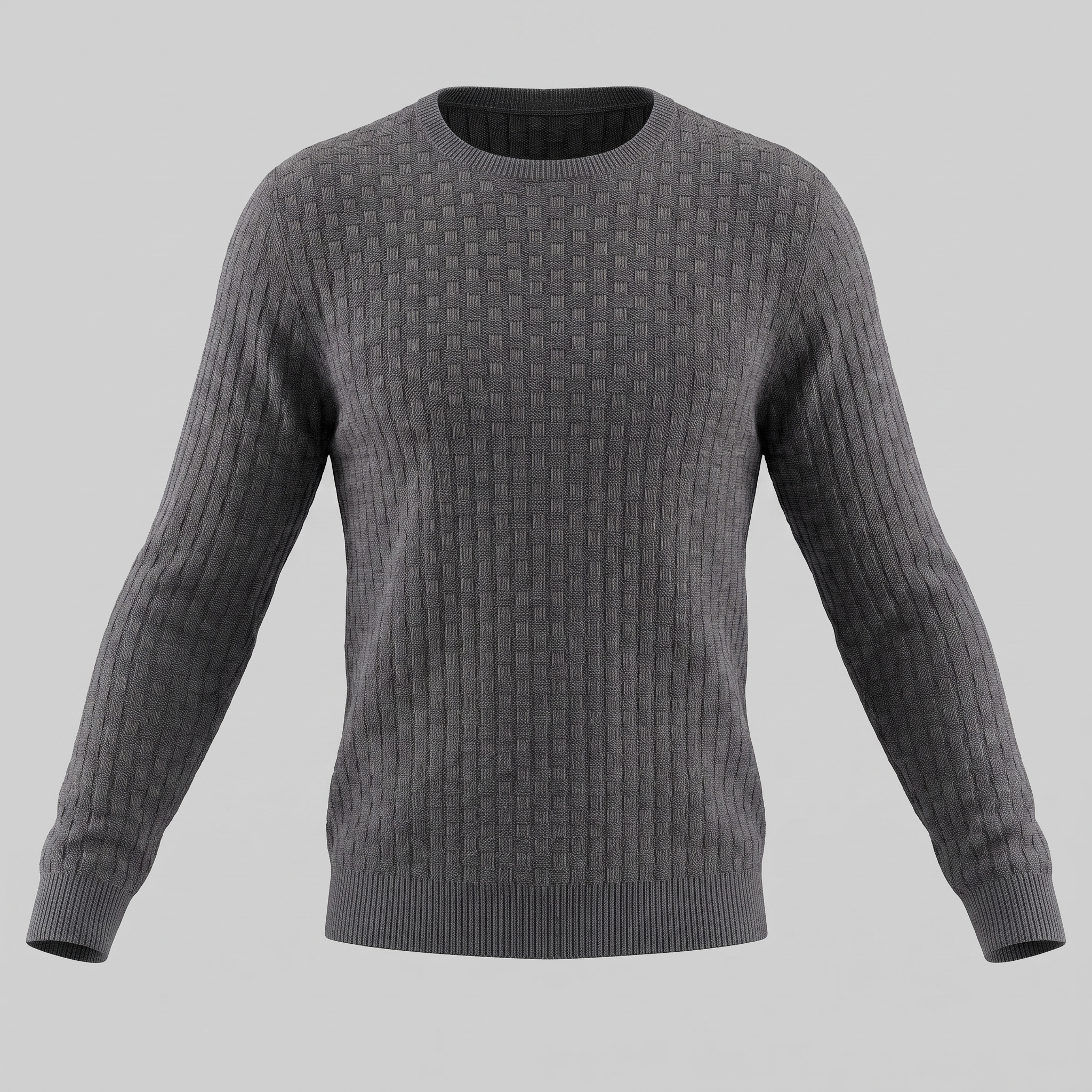 Men's Basketweave Knit Crew Sweater