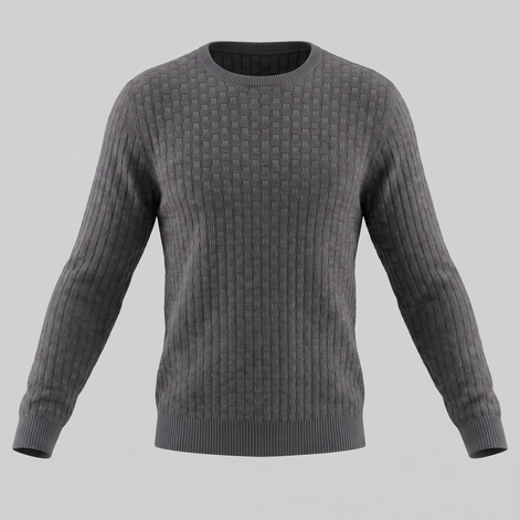 Men's Basketweave Knit Crew Sweater