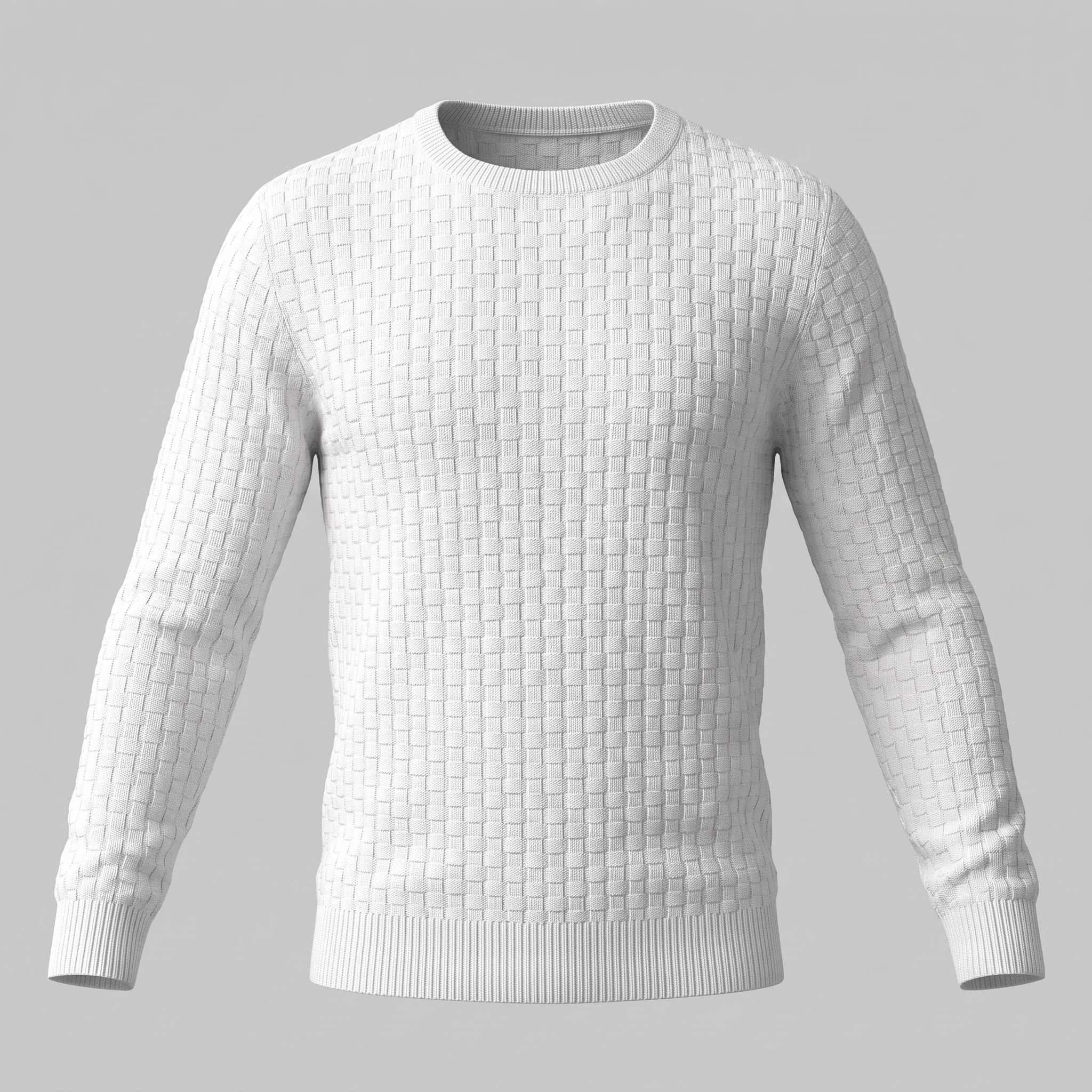 Men's Basketweave Knit Crew Sweater