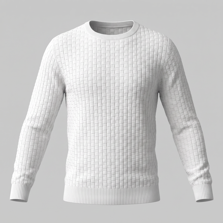 Men's Basketweave Knit Crew Sweater