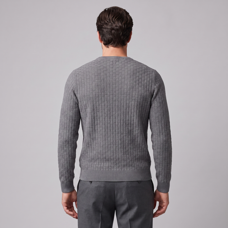 Men's Basketweave Knit Crew Sweater