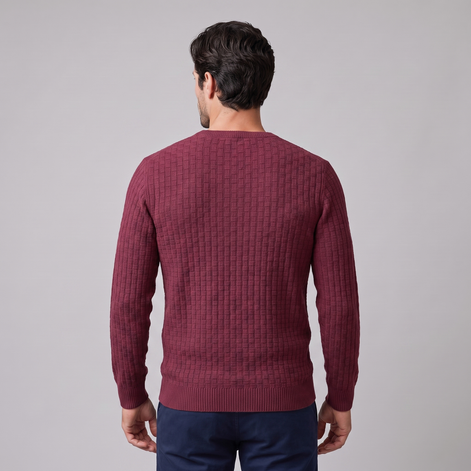 Men's Basketweave Knit Crew Sweater