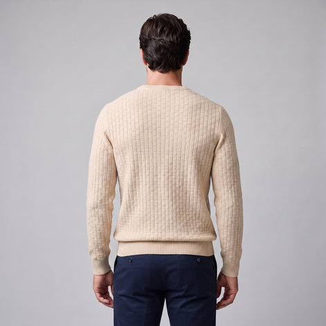 Men's Basketweave Knit Crew Sweater