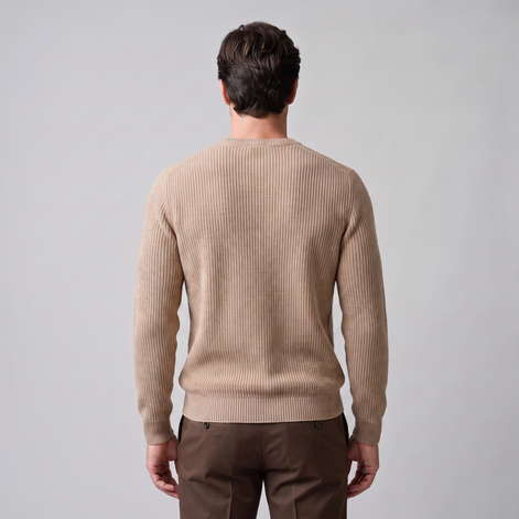 Men's Basketweave Knit Crew Sweater