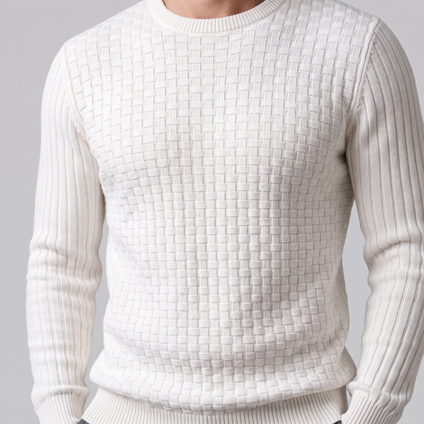 Men's Basketweave Knit Crew Sweater