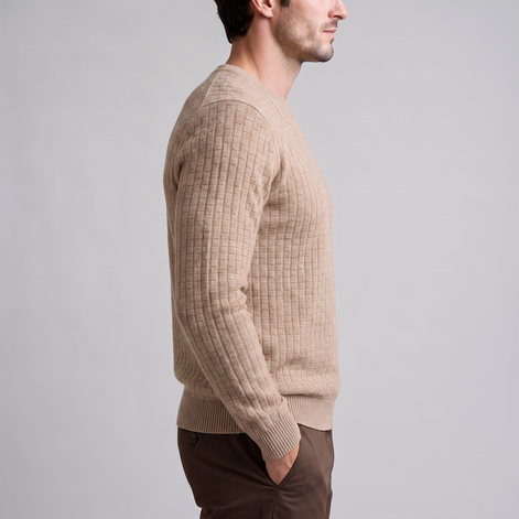 Men's Basketweave Knit Crew Sweater