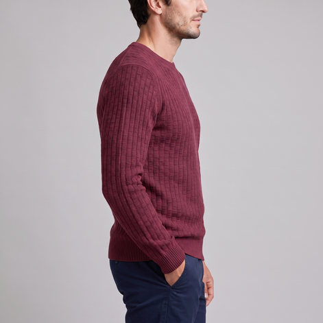 Men's Basketweave Knit Crew Sweater