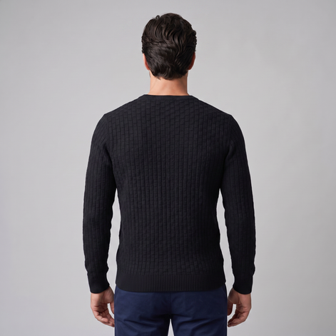 Men's Basketweave Knit Crew Sweater