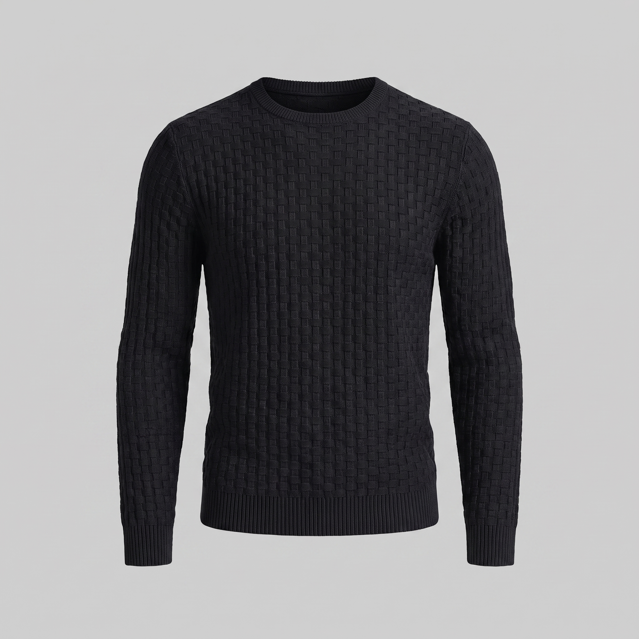 Men's Basketweave Knit Crew Sweater