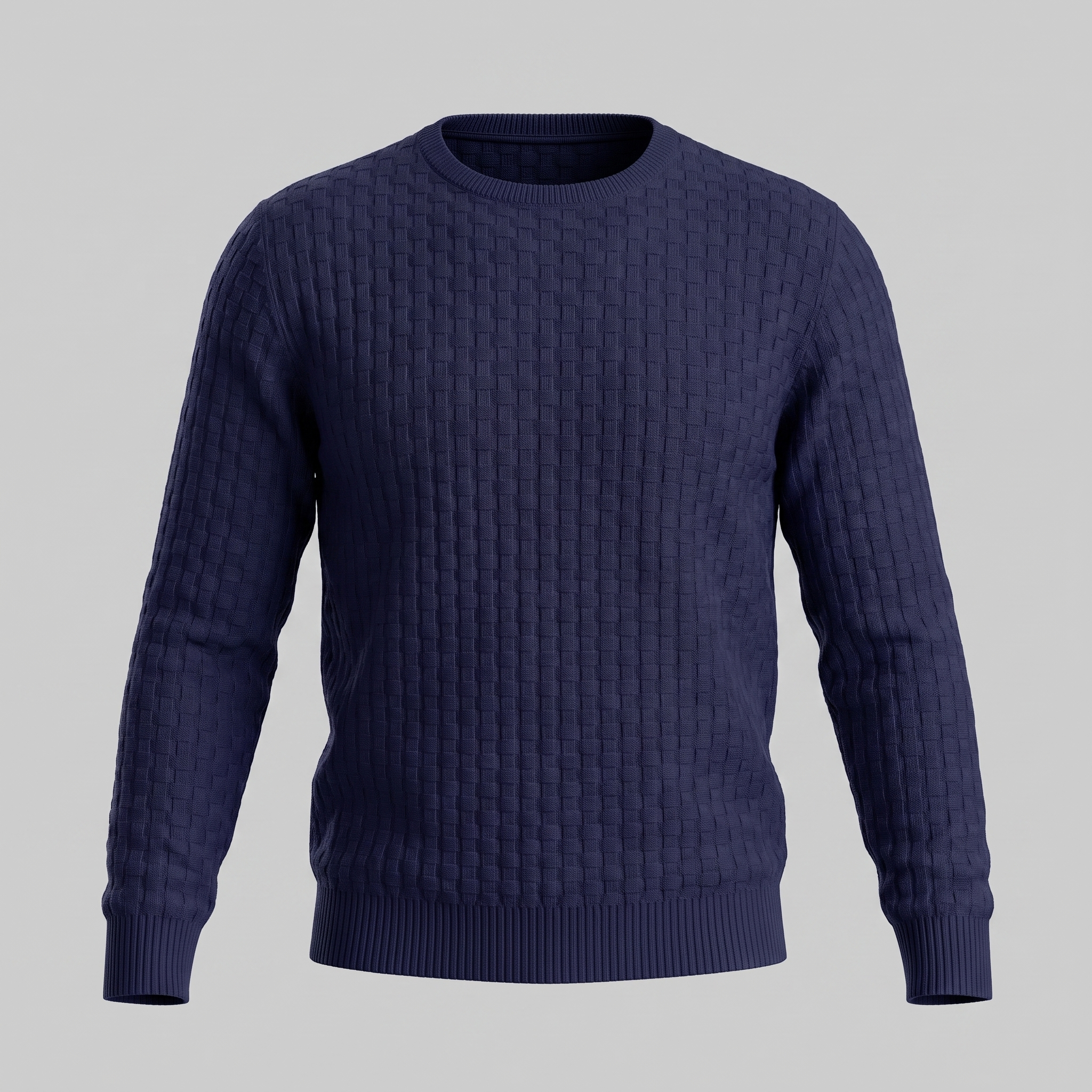 Men's Basketweave Knit Crew Sweater