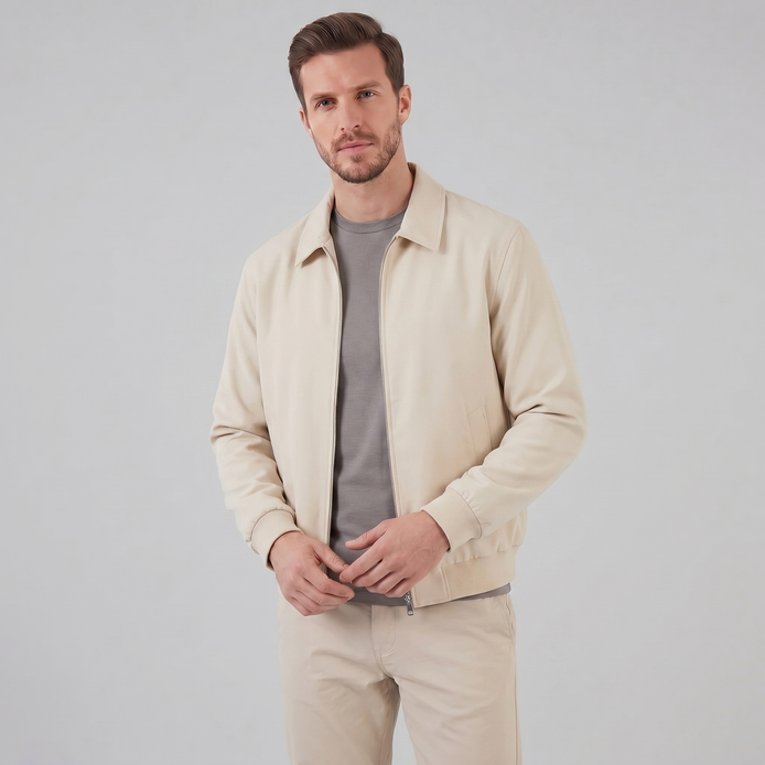 Men's Beige Bomber Jacket