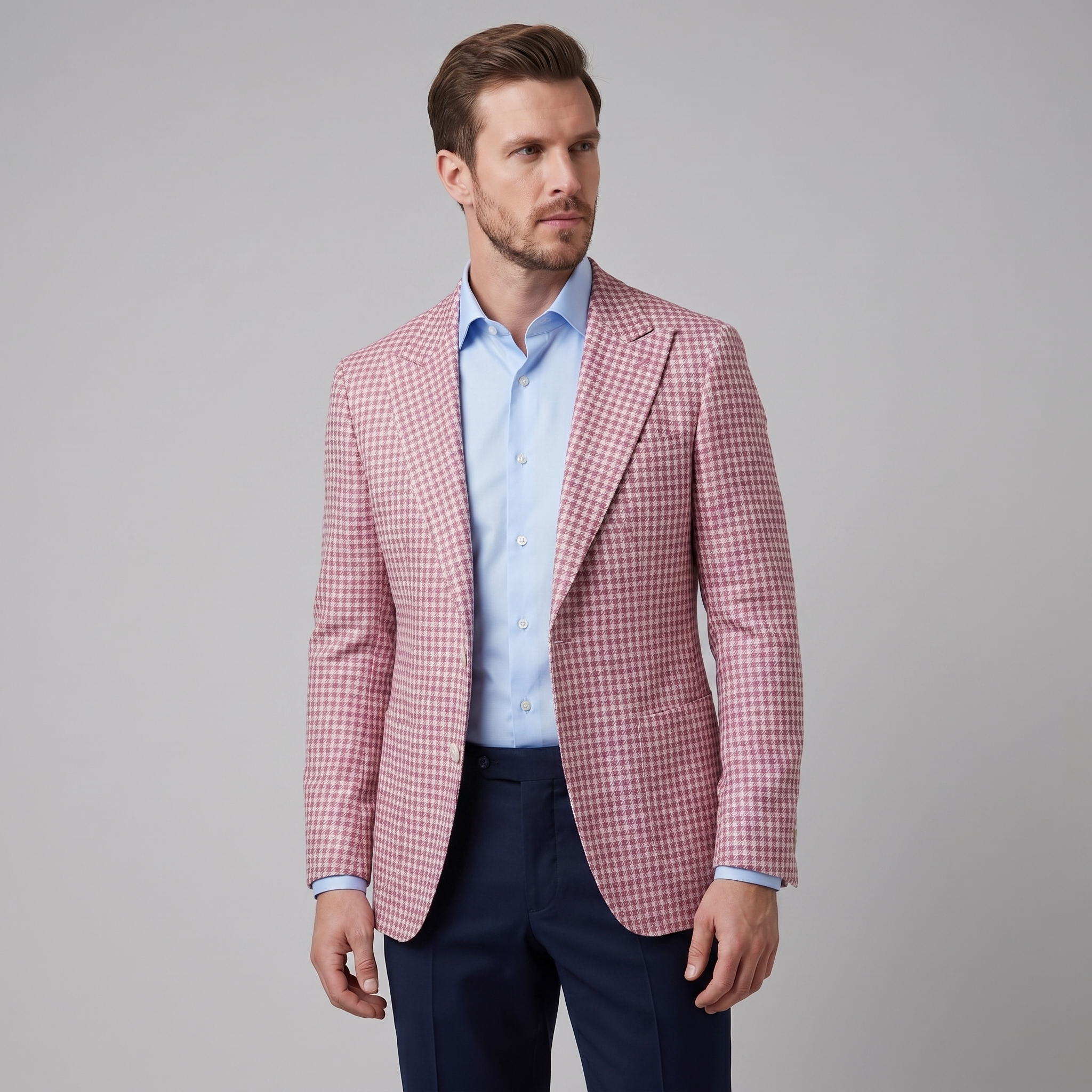 Men's Houndstooth Blazer Jacket for Smart Casual and Formal Wear