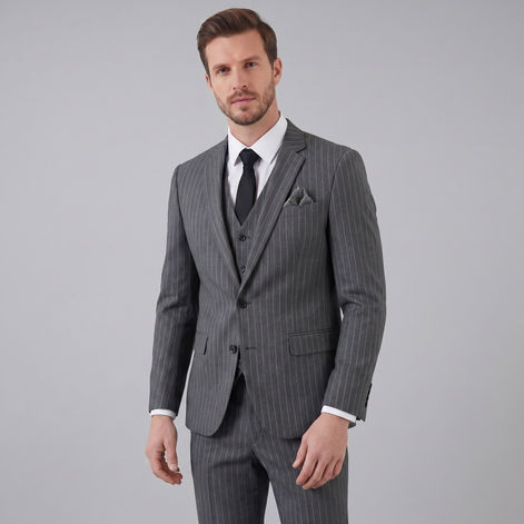 Men's Business Striped Blazer Suit Set