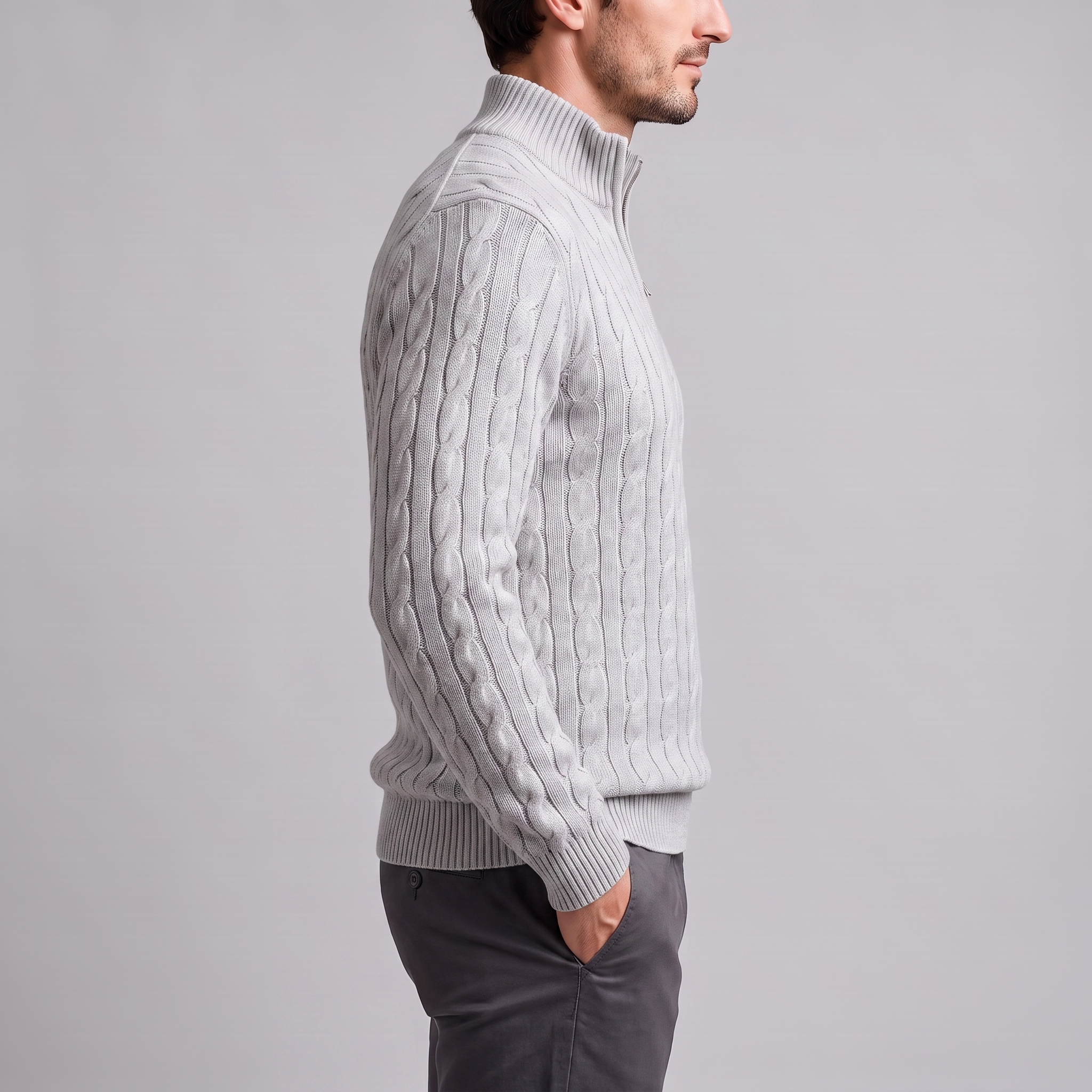 Men's Cable Knit Half-Zip Sweater