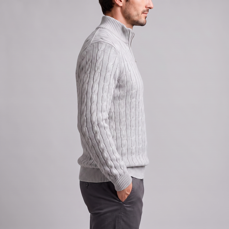 Men's Cable Knit Half-Zip Sweater