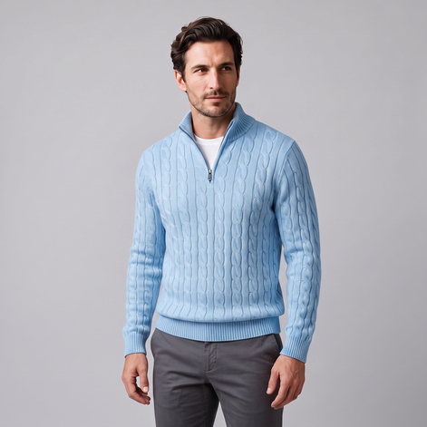 Men's Cable Knit Half-Zip Sweater