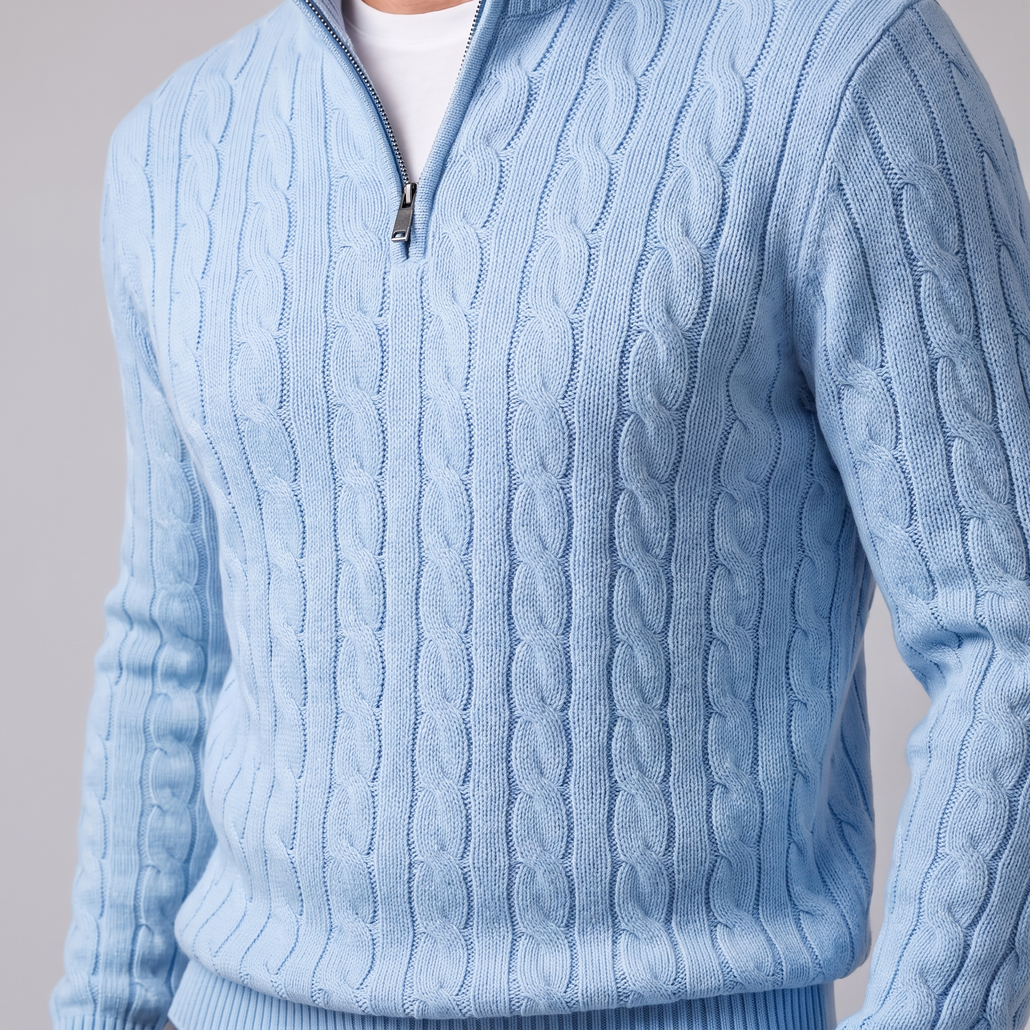 Men's Cable Knit Half-Zip Sweater