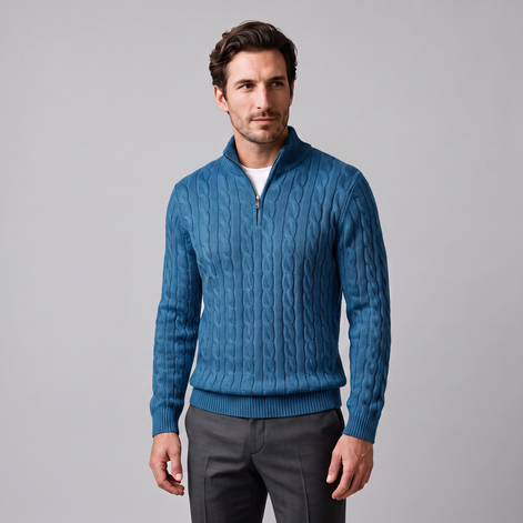 Men's Cable Knit Half-Zip Sweater