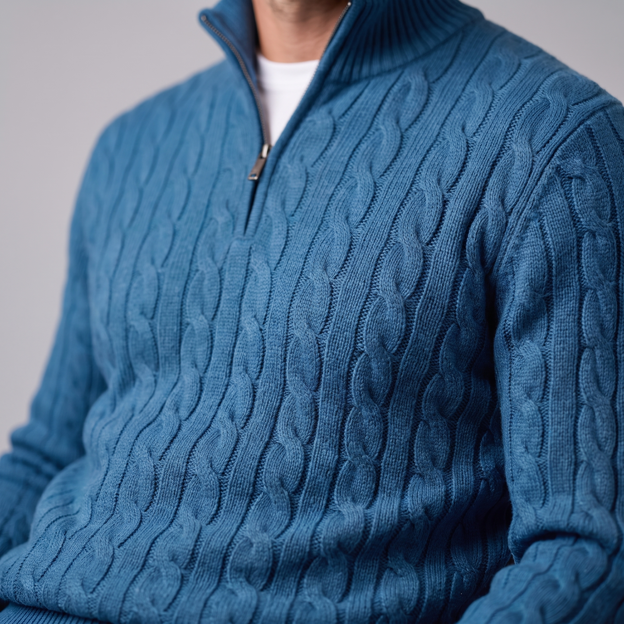 Men's Cable Knit Half-Zip Sweater
