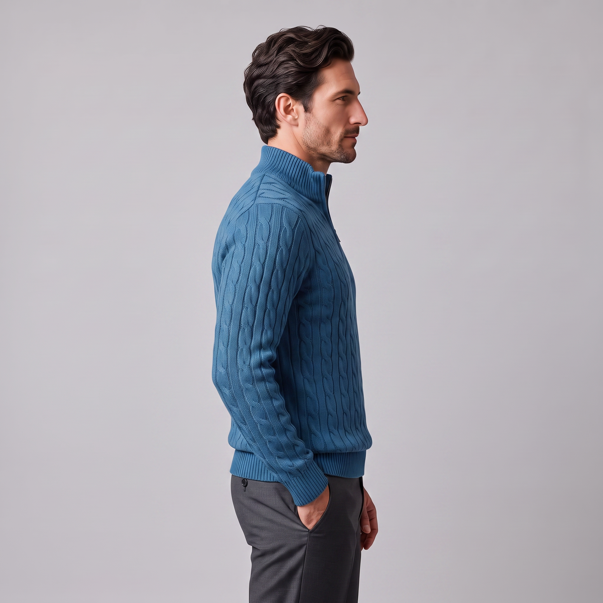 Men's Cable Knit Half-Zip Sweater