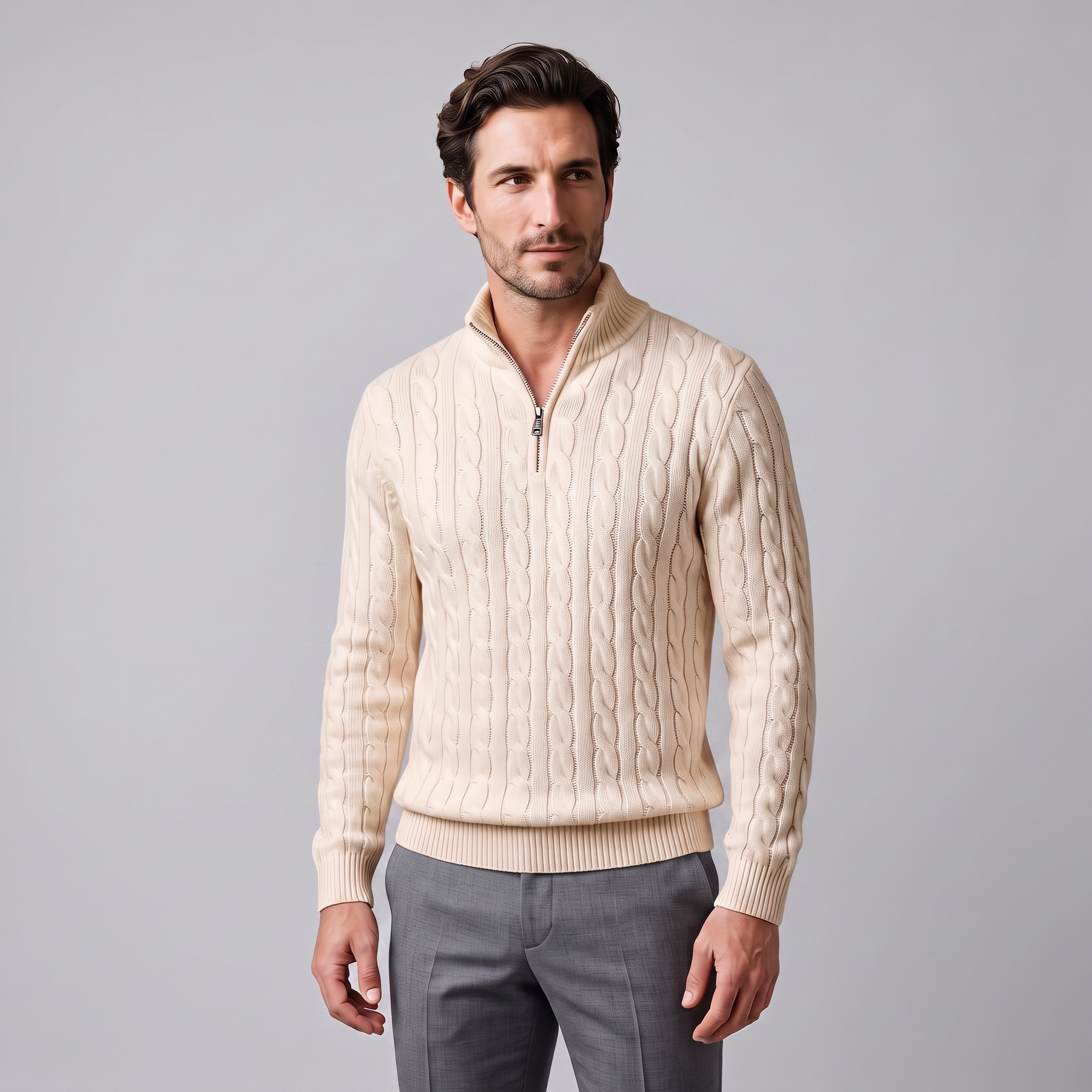 Men's Cable Knit Half-Zip Sweater