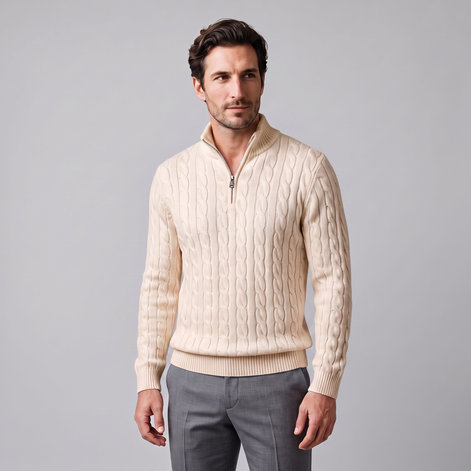 Men's Cable Knit Half-Zip Sweater