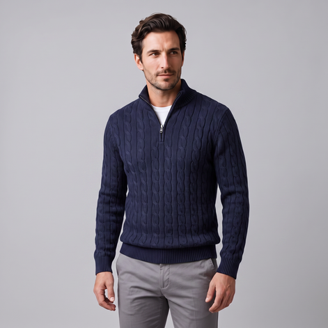 Men's Cable Knit Half-Zip Sweater
