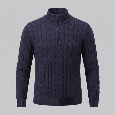 Men's Cable Knit Half-Zip Sweater