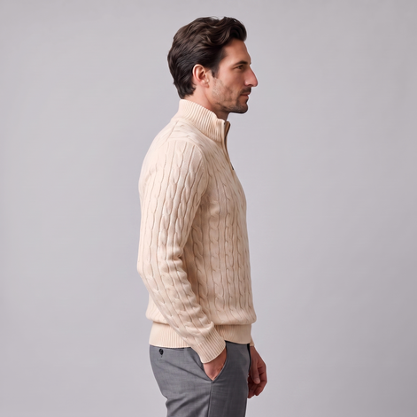 Men's Cable Knit Half-Zip Sweater