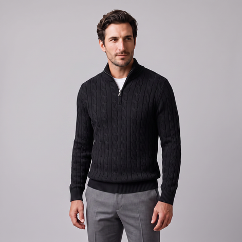 Men's Cable Knit Half-Zip Sweater