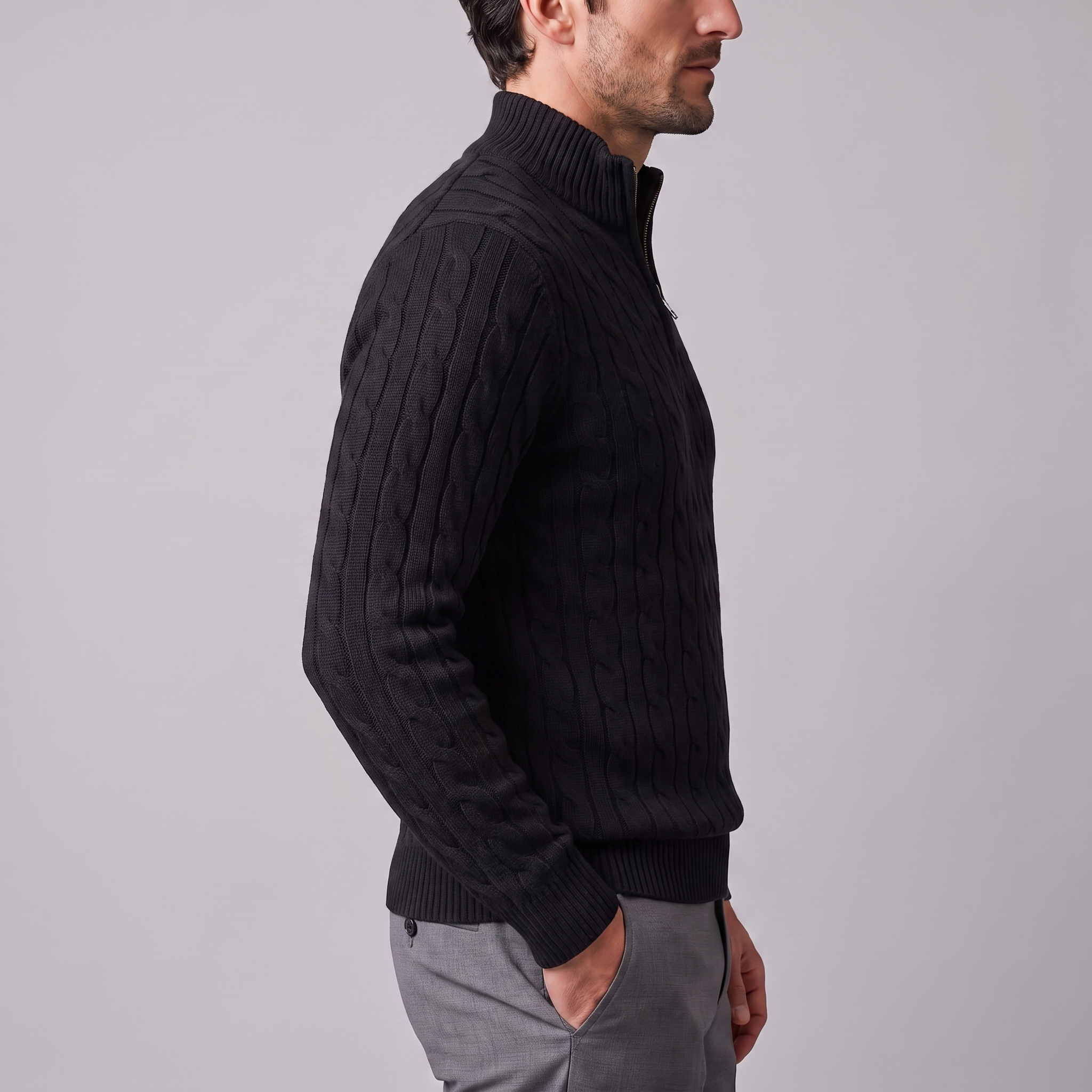 Men's Cable Knit Half-Zip Sweater