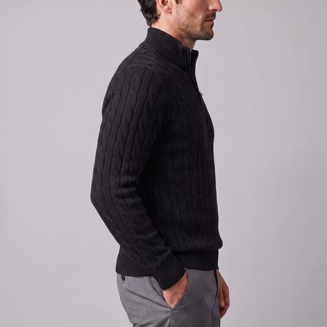 Men's Cable Knit Half-Zip Sweater