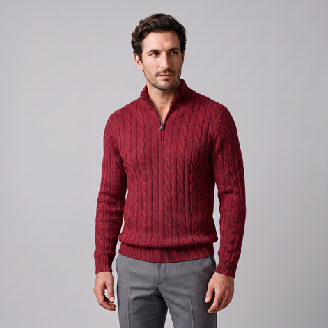 Men's Cable Knit Half-Zip Sweater