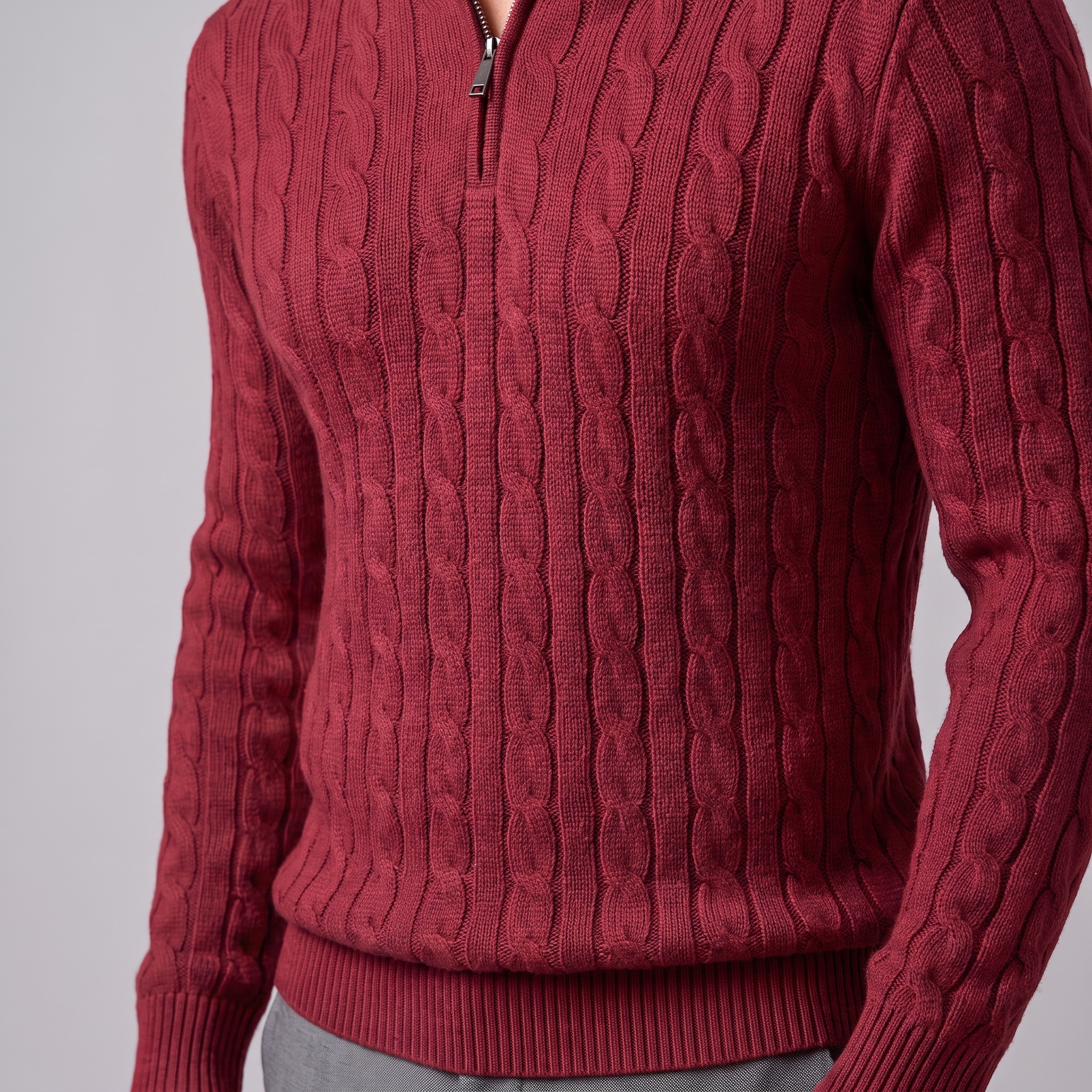 Men's Cable Knit Half-Zip Sweater