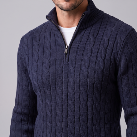 Men's Cable Knit Half-Zip Sweater