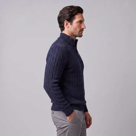 Men's Cable Knit Half-Zip Sweater