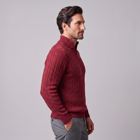 Men's Cable Knit Half-Zip Sweater