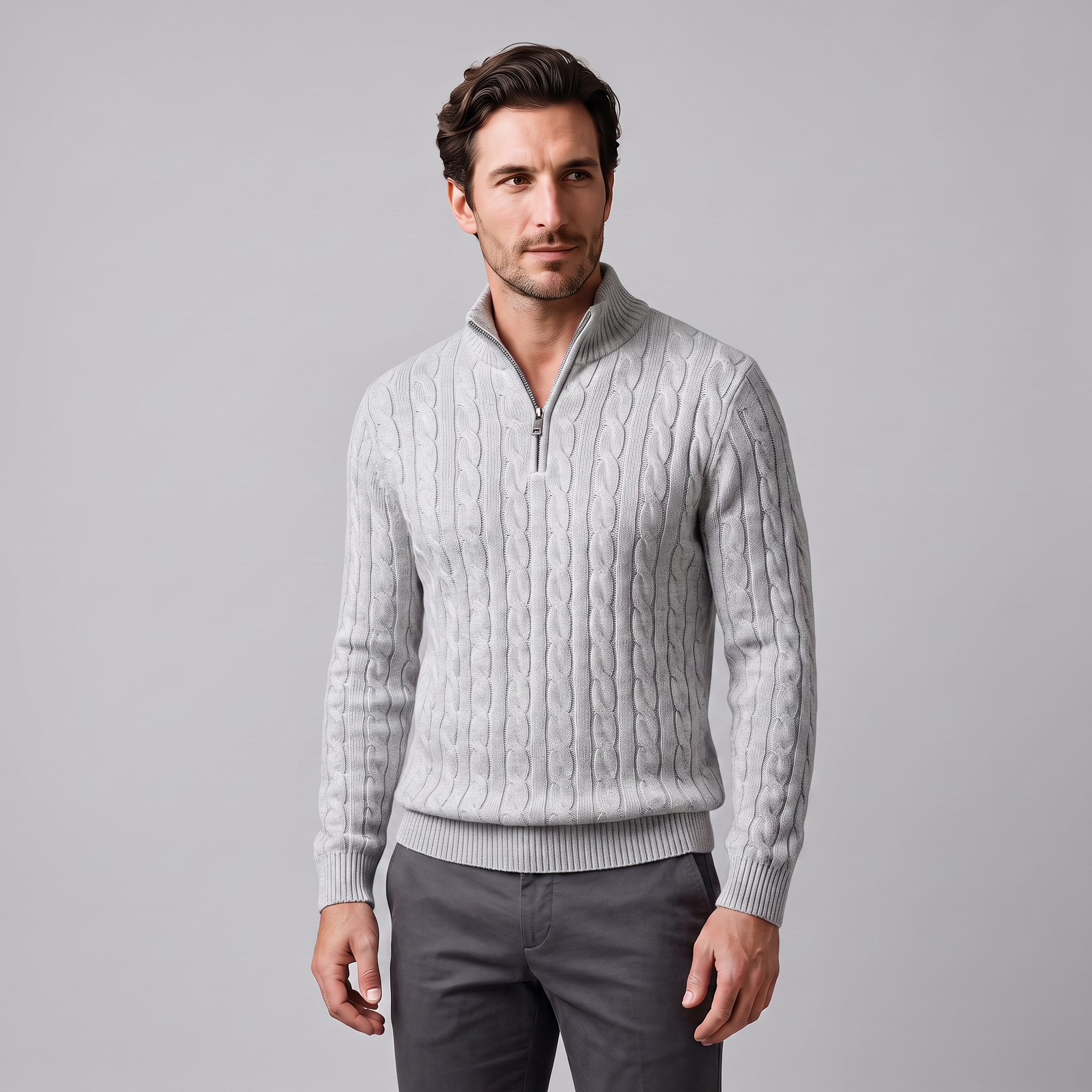 Men's Cable Knit Half-Zip Sweater