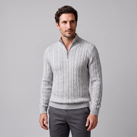 Men's Cable Knit Half-Zip Sweater