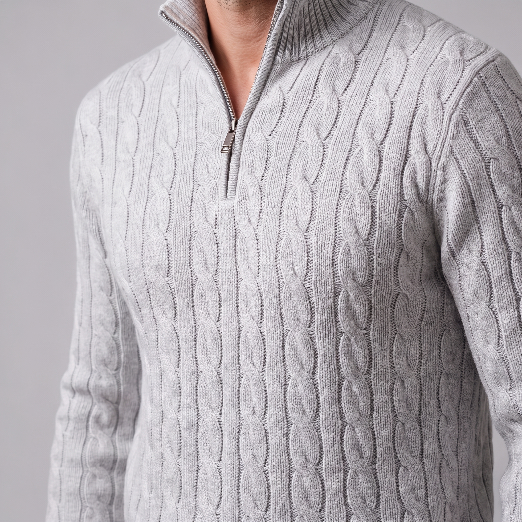 Men's Cable Knit Half-Zip Sweater
